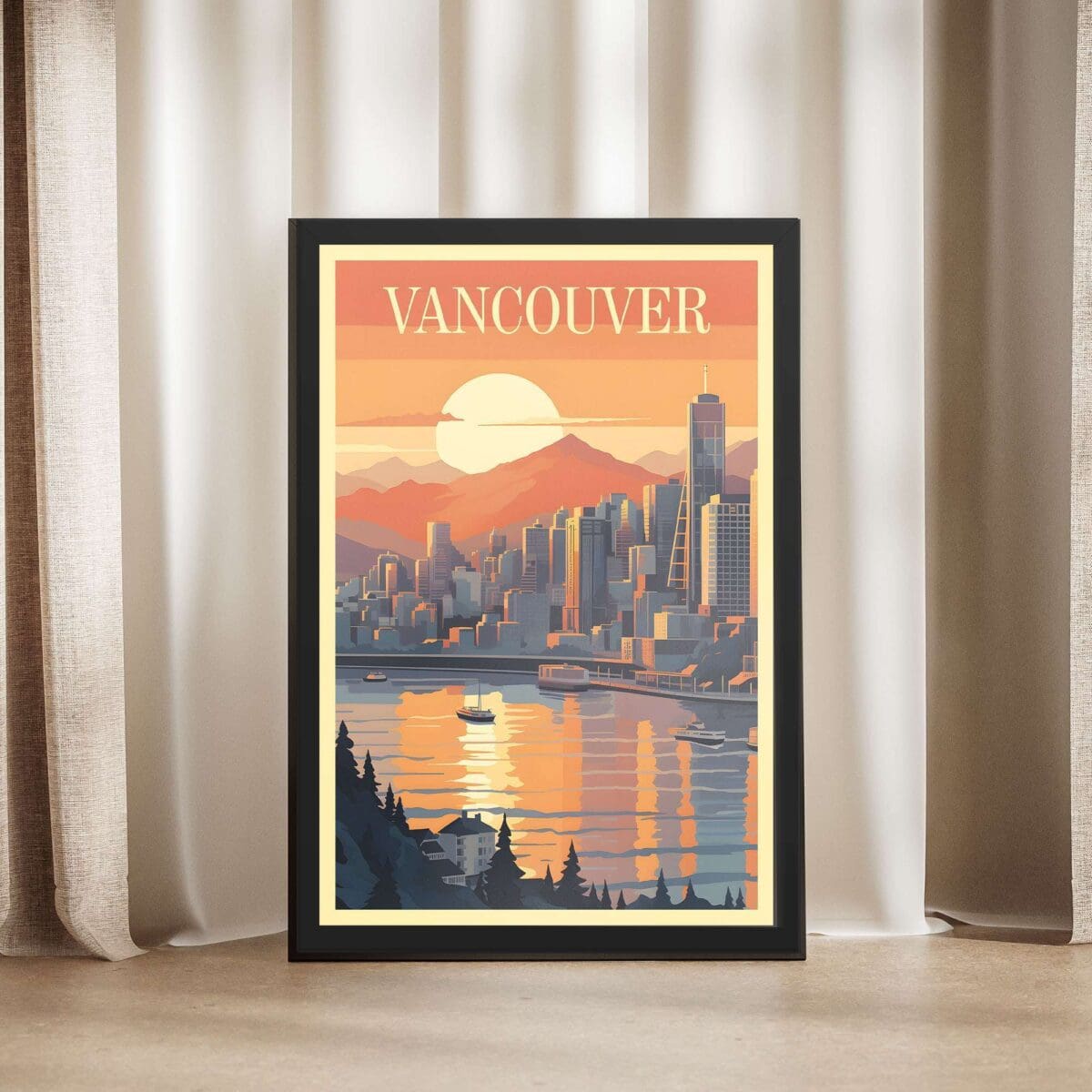 Vancouver Skyline Framed Poster