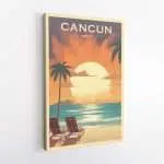 Cancun Playa Delfines Sunset Canvas