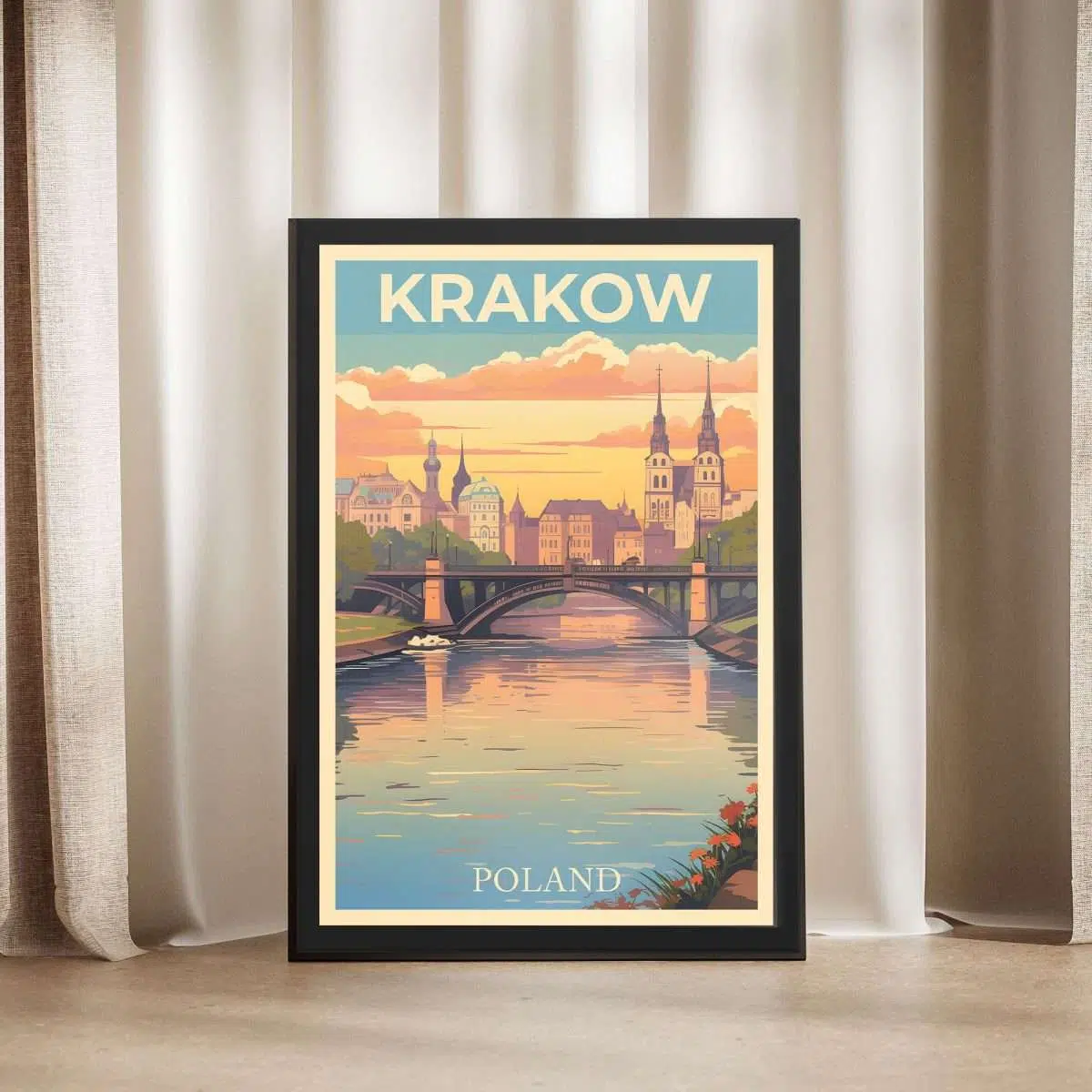 Krakow Vistula River Framed Poster