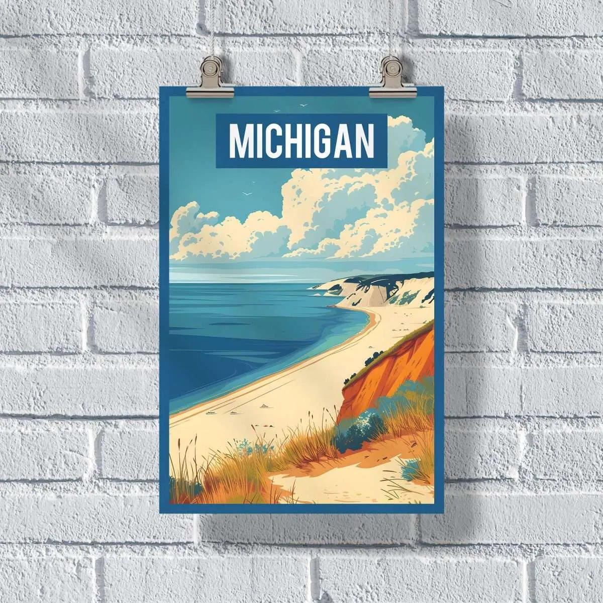 Michigan Sleeping Bear Dunes Retro Poster