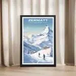 Zermatt Ski Resort Alpine Elegance Framed Poster