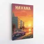 Havana Malecón Sunset Canvas