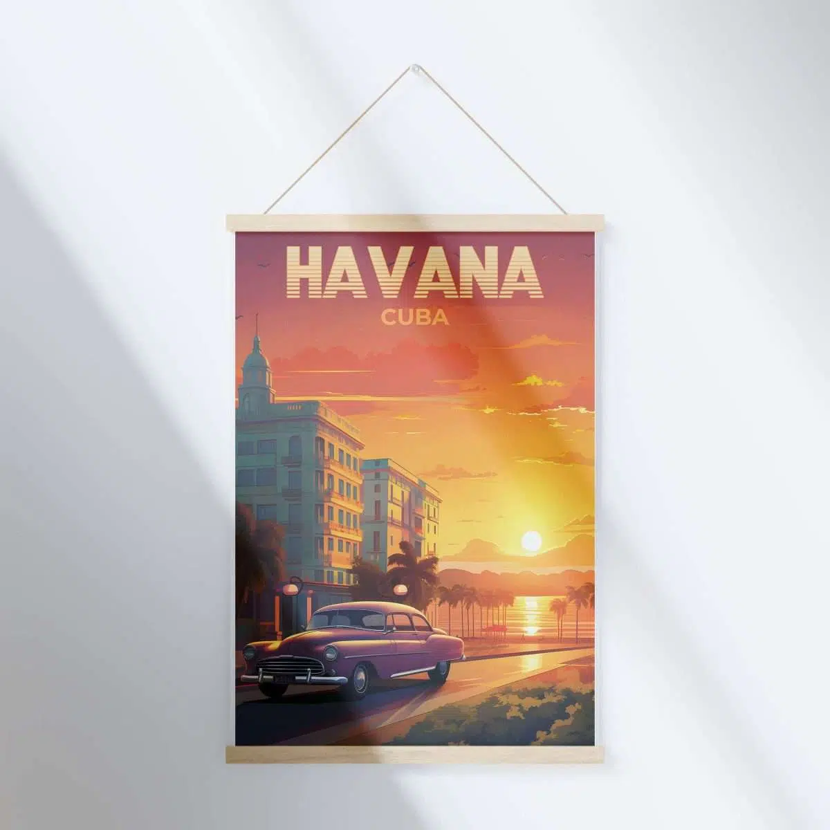 Havana Malecón Sunset Hanger Poster