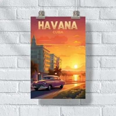 Havana Malecón Sunset Poster