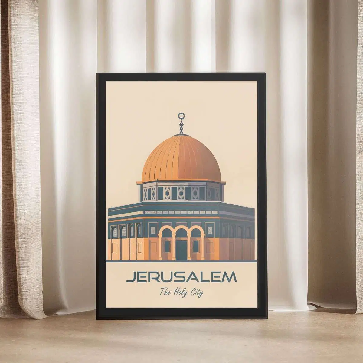 Jerusalem Dome Of The Rock Minimalist Framed Poster