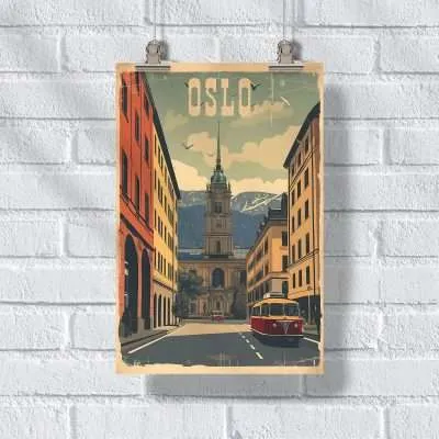 Oslo Vintage Explorer Poster