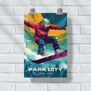 Park City Freestyle Snowboarder Poster