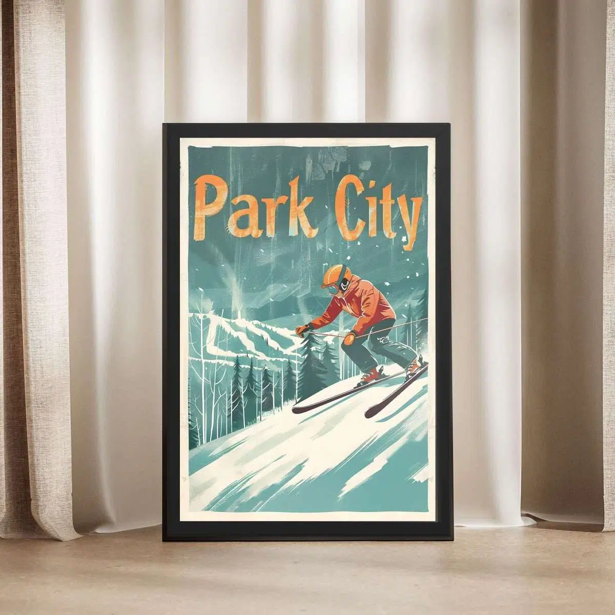 Park City Retro Ski Charm Framed Poster