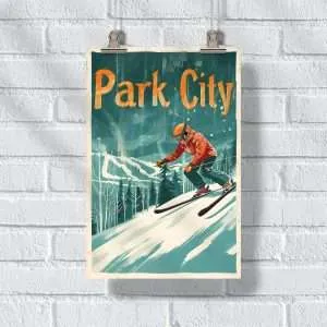 Park City Retro Ski Charm Poster