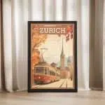 Zurich Vintage Swiss Explorer Framed Poster