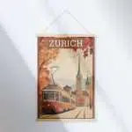 Zurich Vintage Swiss Explorer Hanger Poster