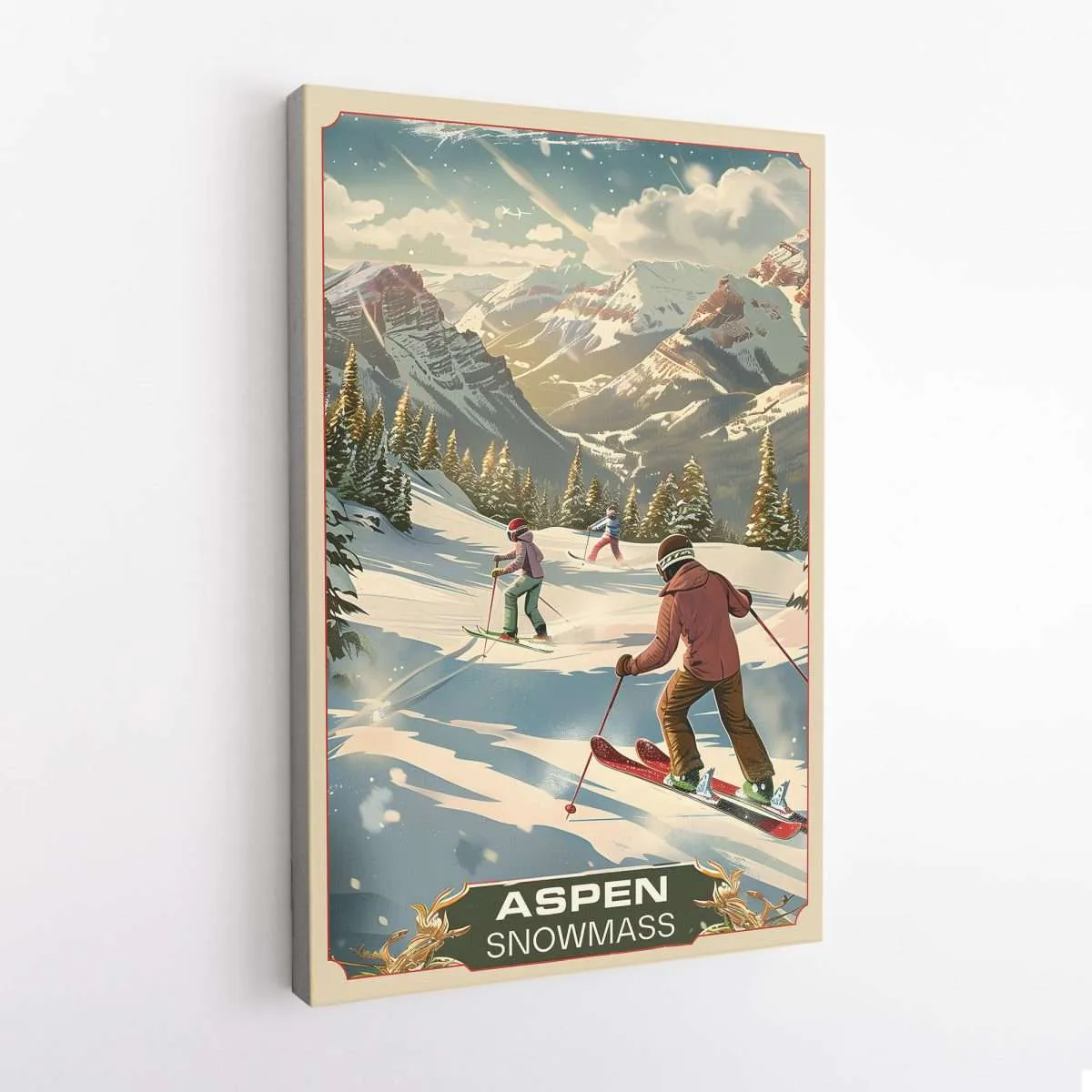 Aspen Snowmass Retro Adventure Canvas