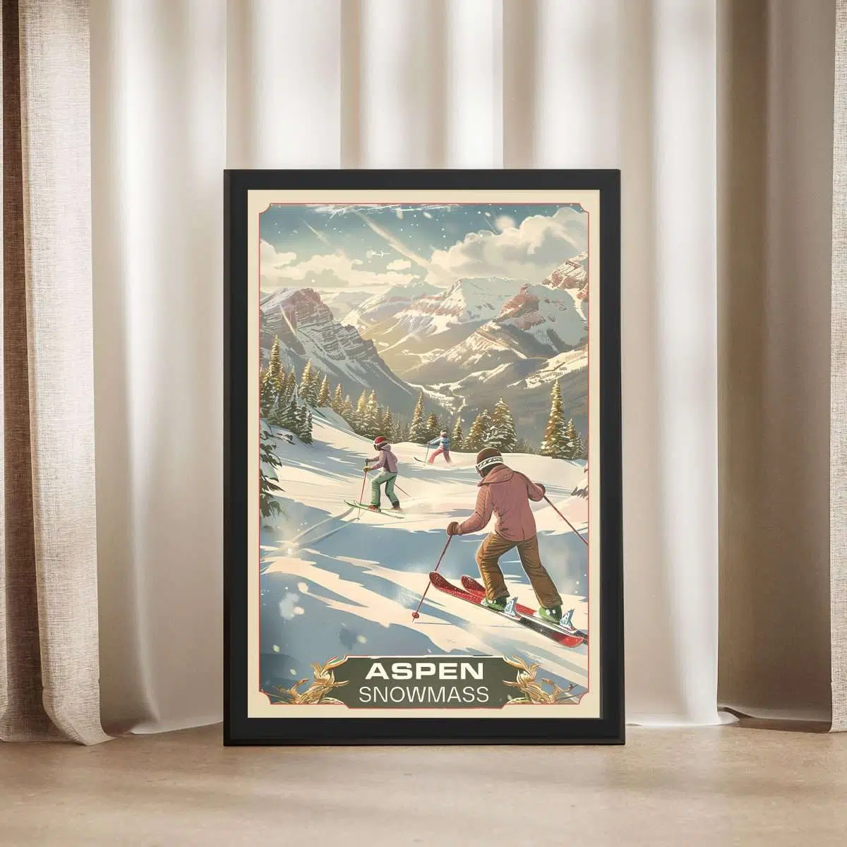 Aspen Snowmass Retro Adventure Framed Poster