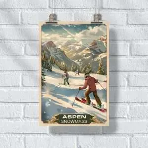 Aspen Snowmass Retro Adventure Poster