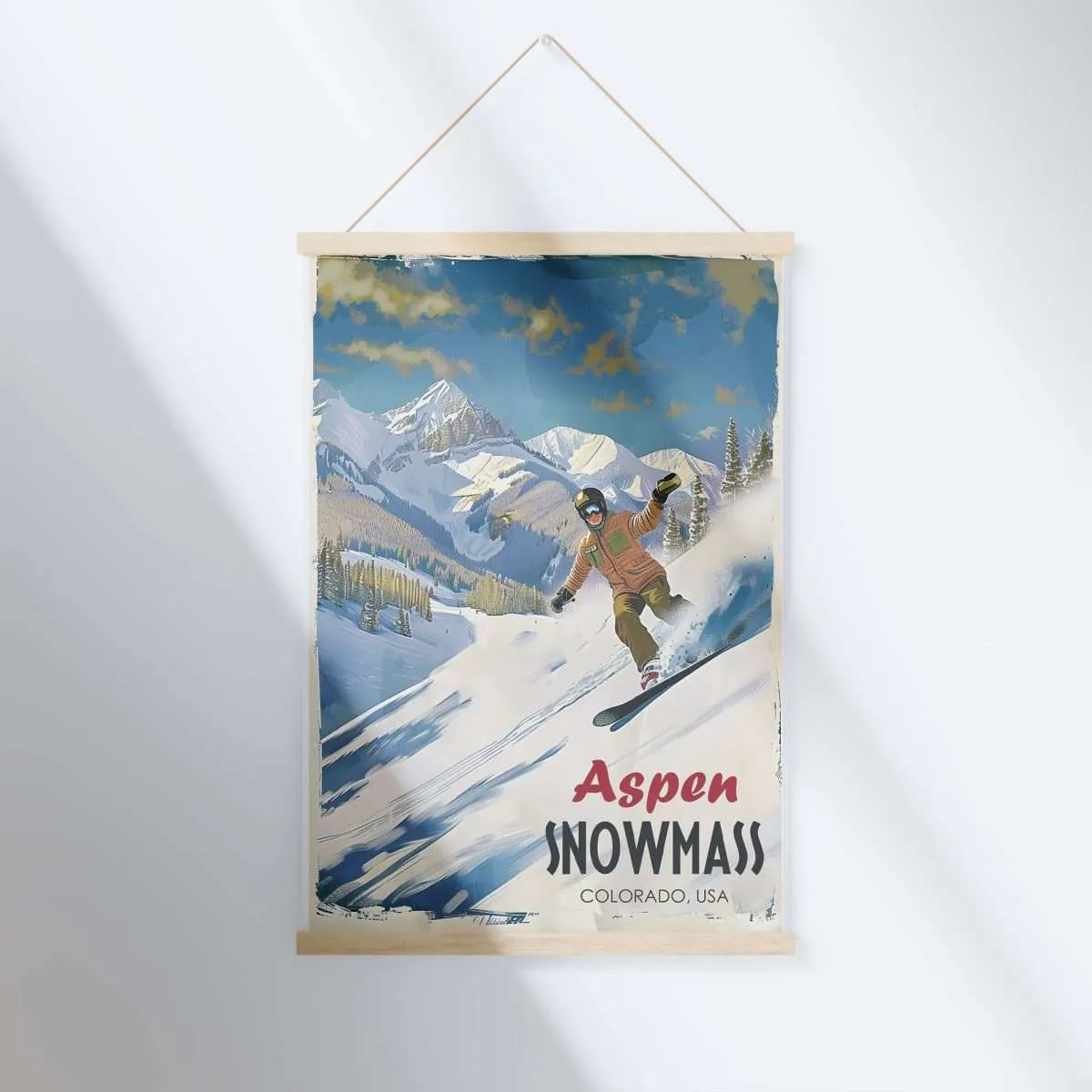 Aspen Snowmass Vintage Mountain Hanger Poster