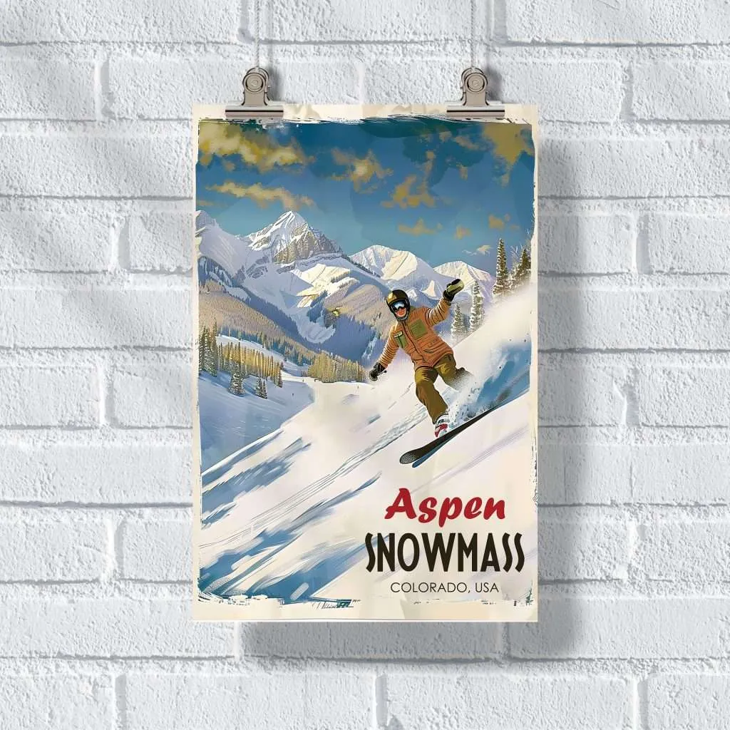 Aspen Snowmass Vintage Mountain Poster