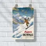 Aspen Snowmass Vintage Mountain Poster