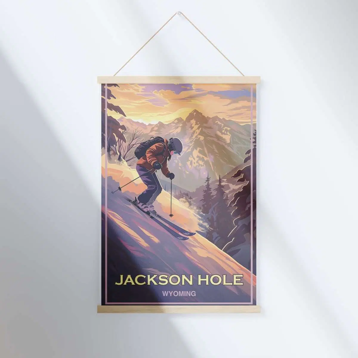 Jackson Hole Graceful Ski Descent Hanger Poster