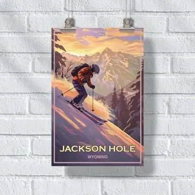 Jackson Hole Graceful Ski Descent Poster