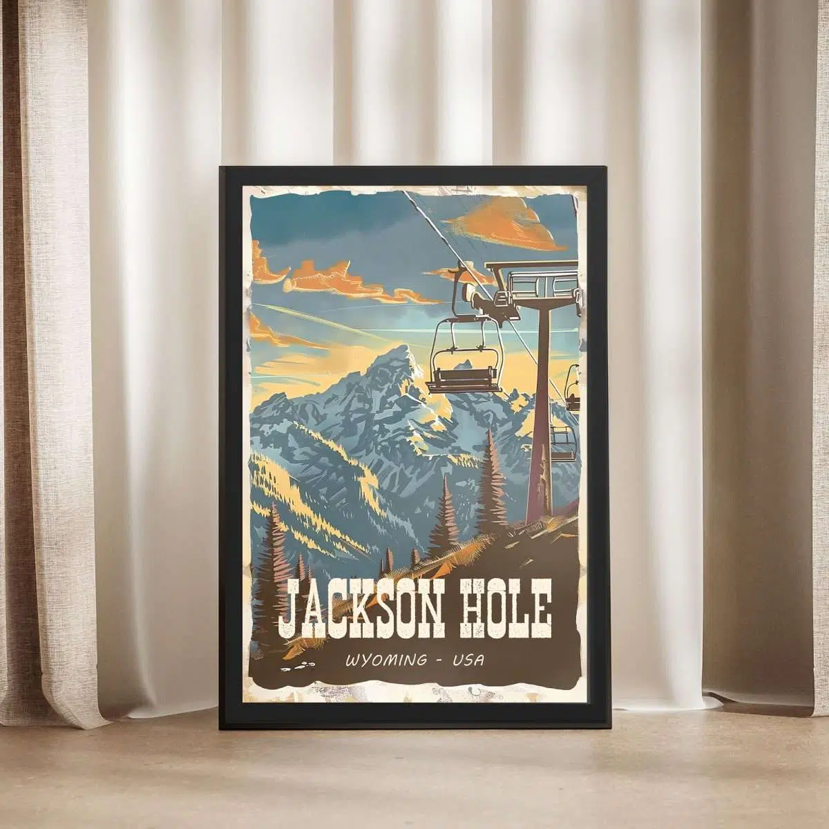 Jackson Hole Retro Framed Poster