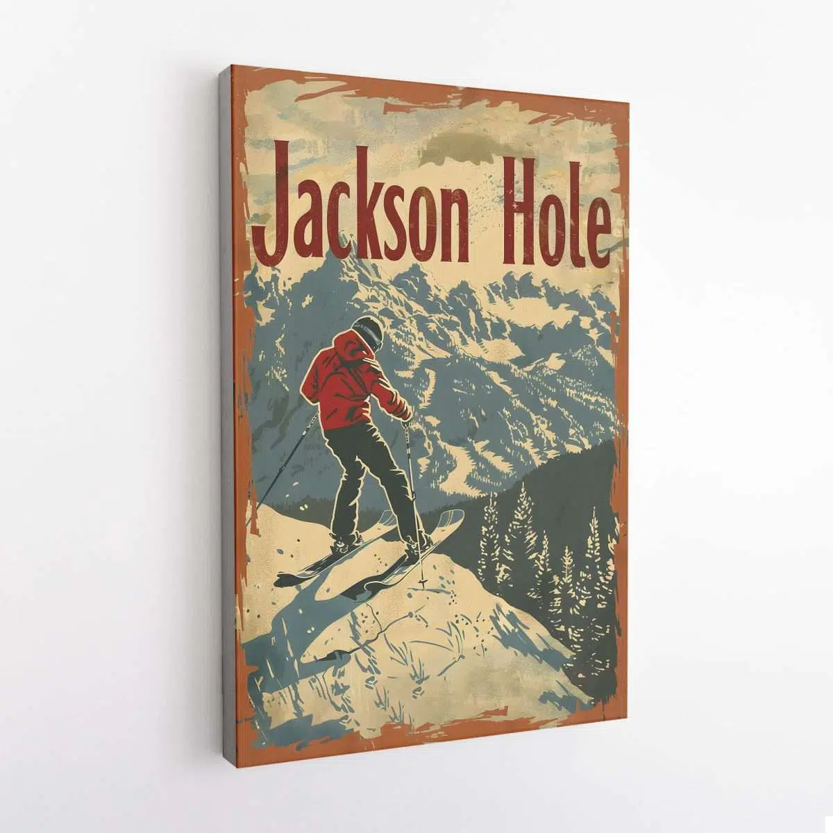 Jackson Hole Vintage Ski Adventure Canvas