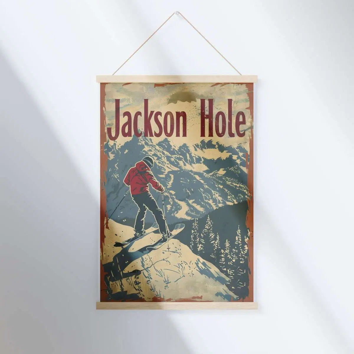 Jackson Hole Vintage Ski Adventure Hanger Poster