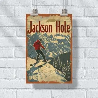 Jackson Hole Vintage Ski Adventure Poster