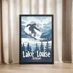 Lake Louise Ski Resort Snowboarding Framed Poster