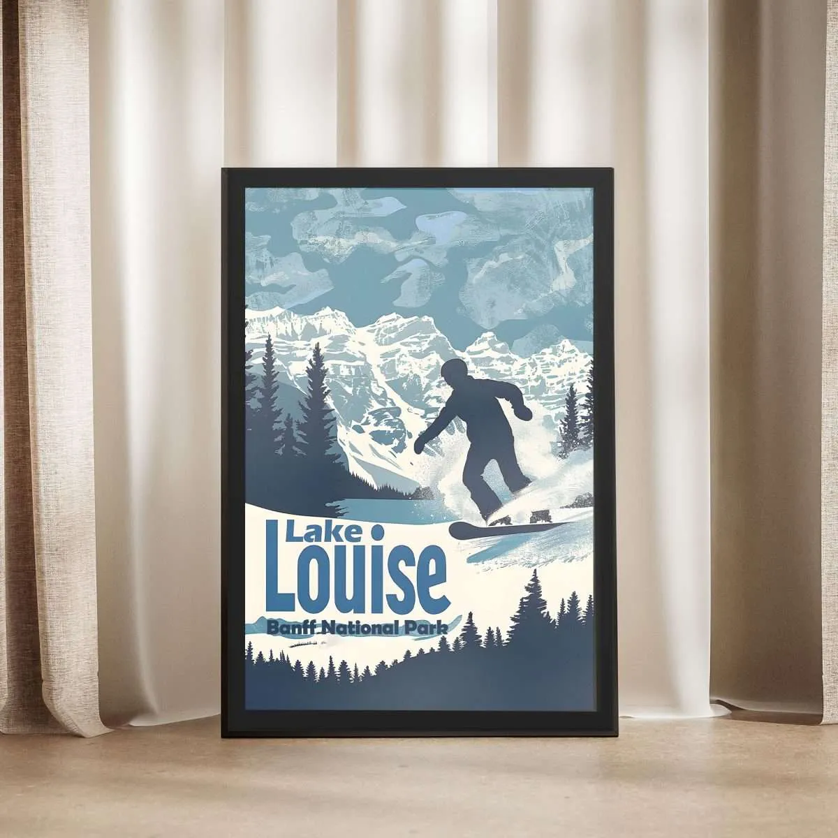 Lake Louise Snowboarding Adventure Framed Poster