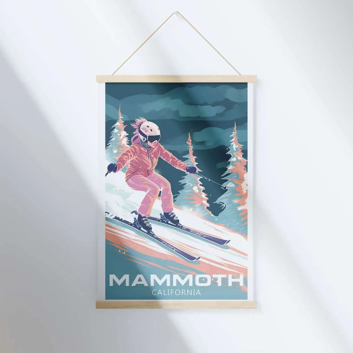 Mammoth Mountain Lady Ski Hanger Poster