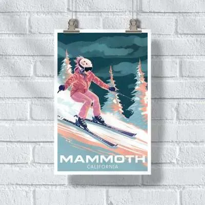 Mammoth Mountain Lady Ski Poster