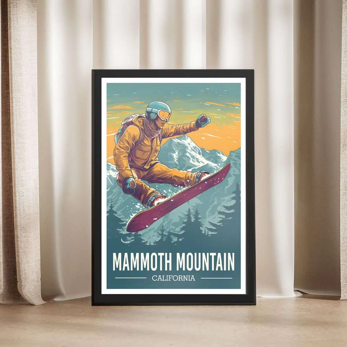 Mammoth Mountain Snowboarding Thrill Framed Poster