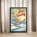 Sun Valley Playful Pin Up Slopes Framed Poster