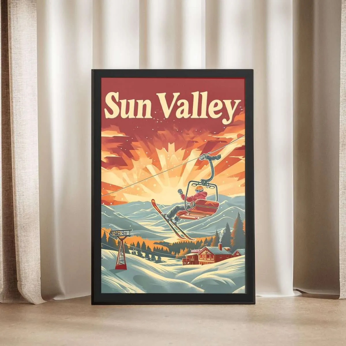 Sun Valley Resort Vintage Ski Adventure Framed Poster