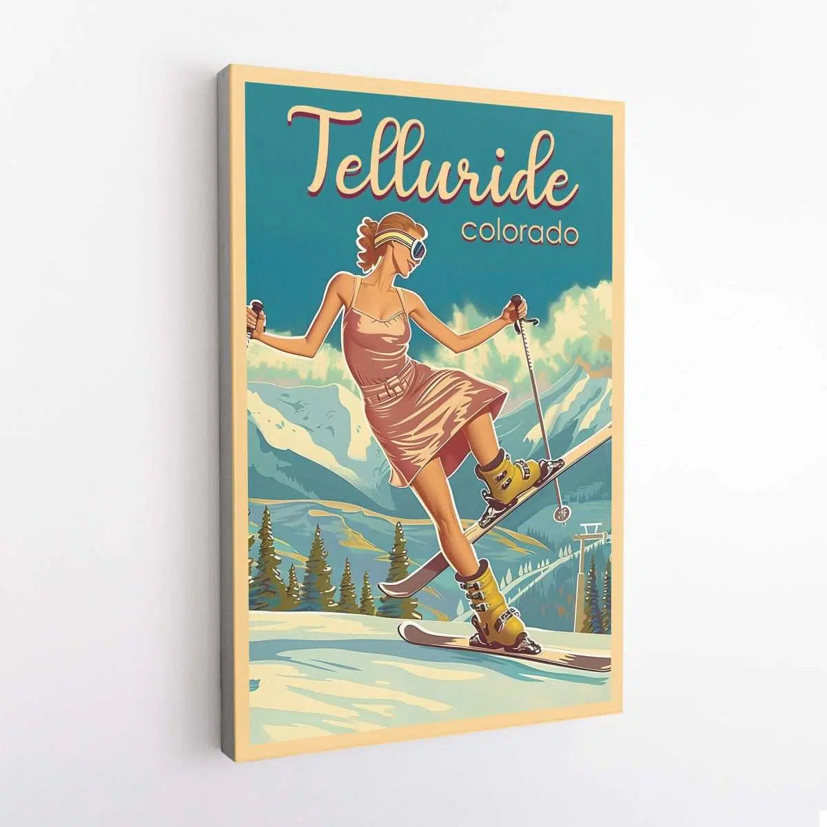 Telluride Playful Slopes Pin Up Canvas