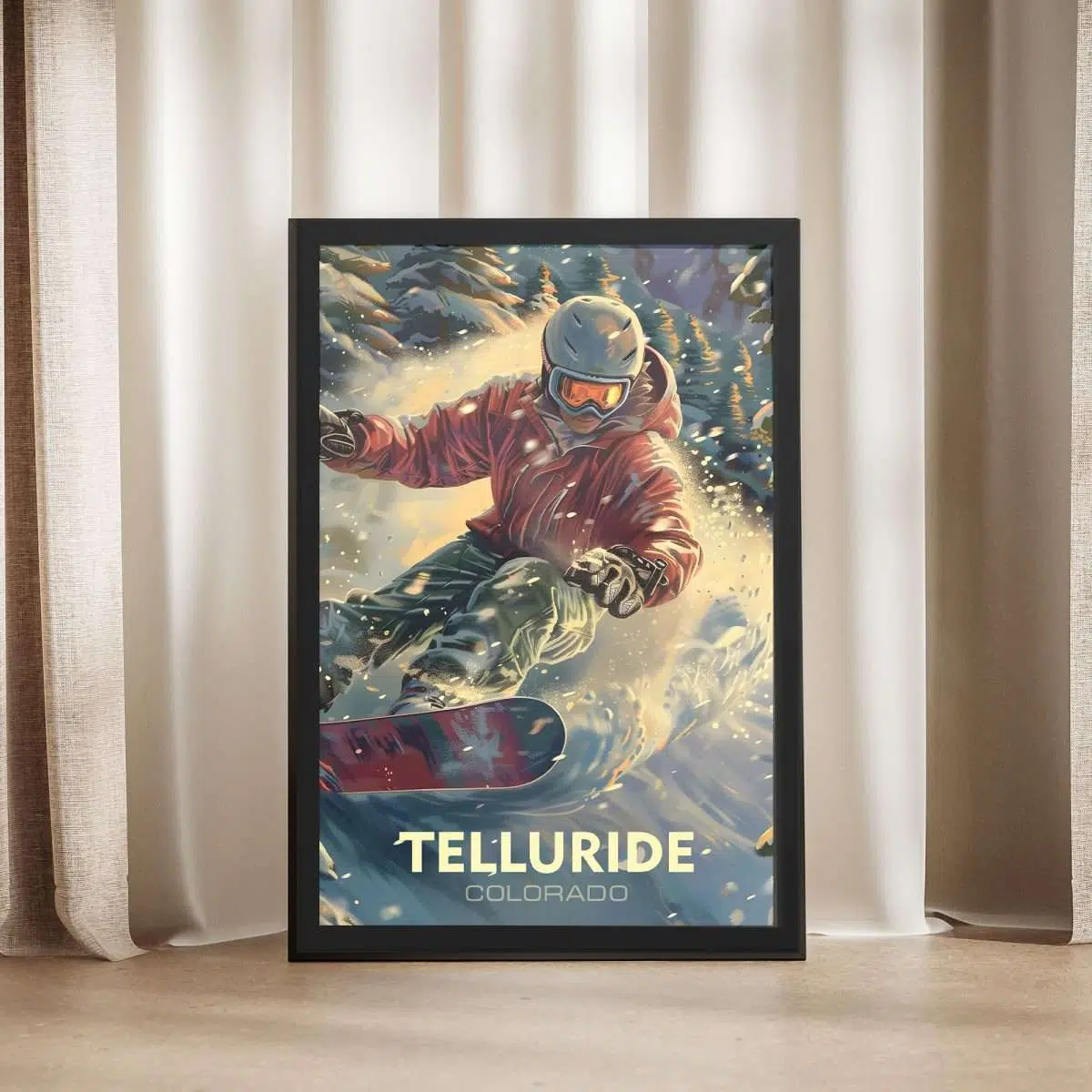 Telluride Snowboarding Framed Poster