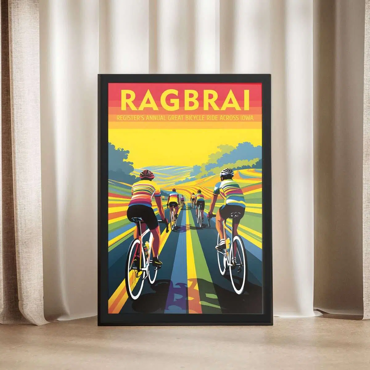 Iowa RAGBRAI Dynamic Cycling Framed Poster UnitedWorldMemories