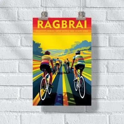 Iowa RAGBRAI Dynamic Cycling Poster UnitedWorldMemories