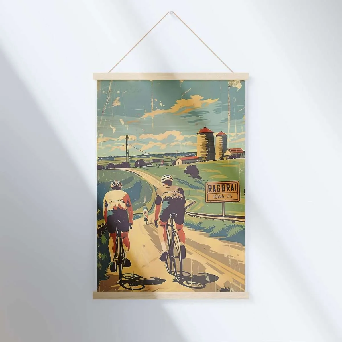 Iowa RAGBRAI Retro Cyclist's Dream Hanger Poster UnitedWorldMemories