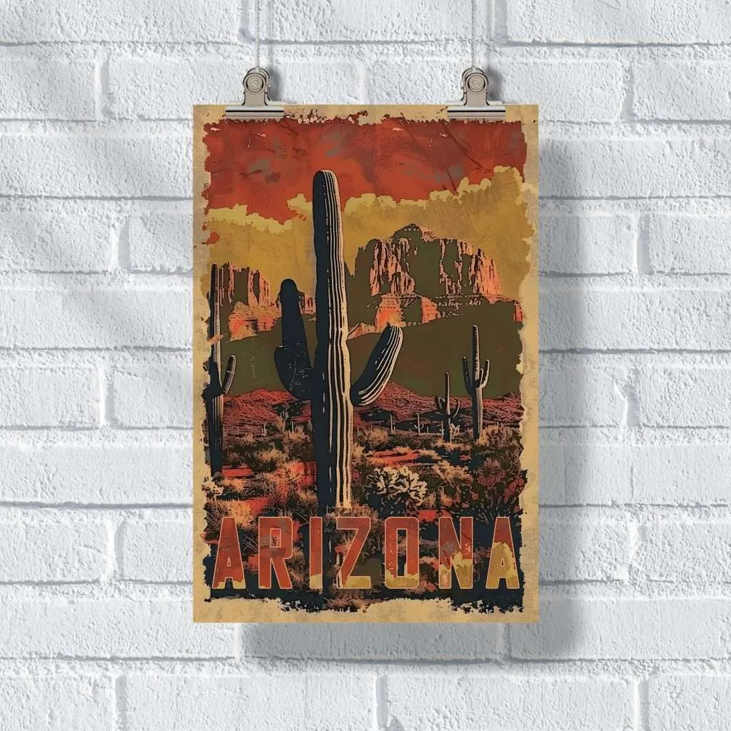 Arizona Retro Wild West Poster UnitedWorldMemories