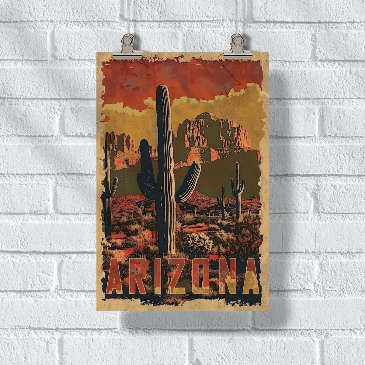 Arizona Retro Wild West Poster UnitedWorldMemories