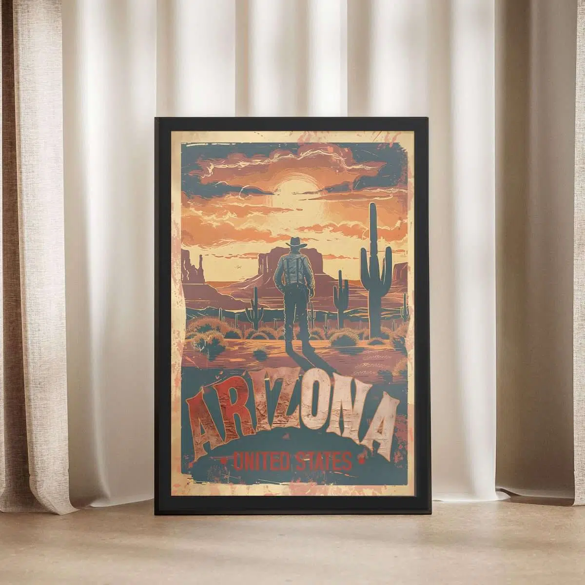 Arizona Vintage Wild West Framed Poster UnitedWorldMemories