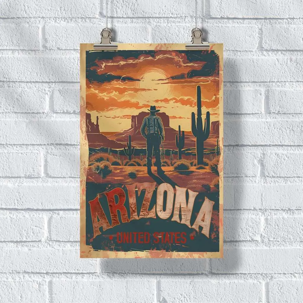 Arizona Vintage Wild West Poster UnitedWorldMemories