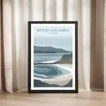 British Columbia Minimalist Pacific Coast Framed Poster UnitedWorldMemories