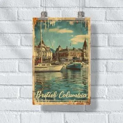 British Columbia Retro Victoria Harbor Poster UnitedWorldMemories