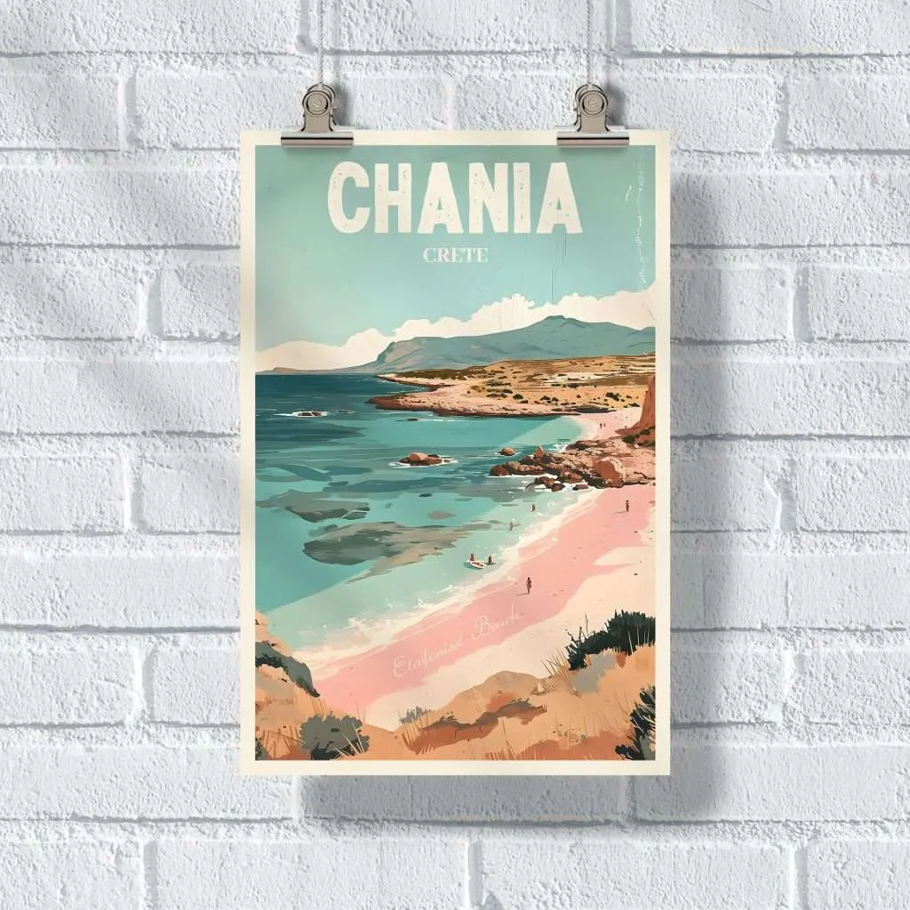 Chania Elafonissi Beach Poster UnitedWorldMemories