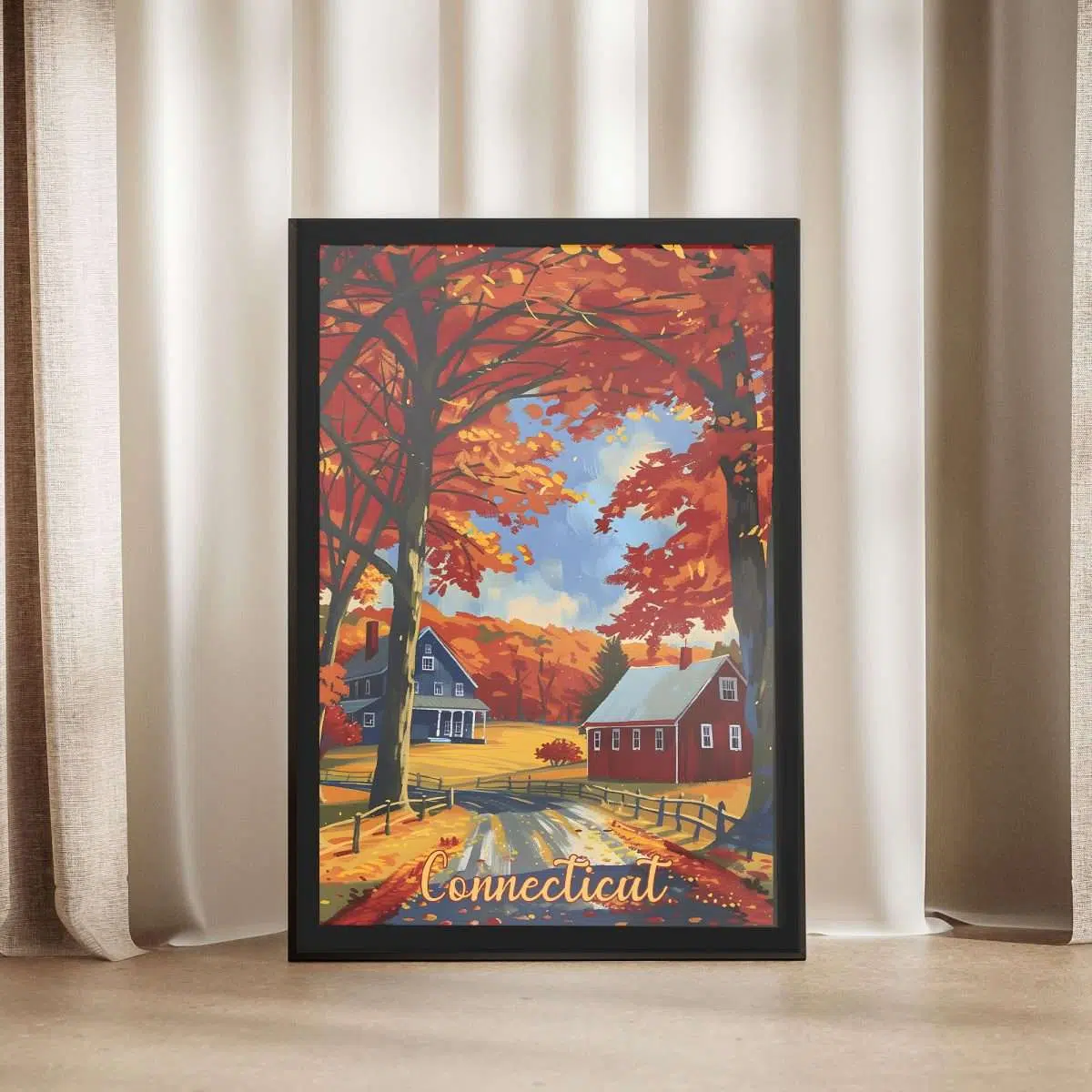 Connecticut Autumn Tapestry Framed Poster UnitedWorldMemories