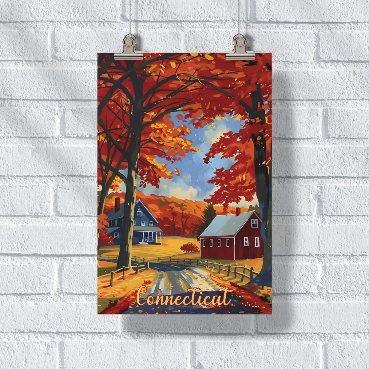 Connecticut Autumn Tapestry Poster UnitedWorldMemories