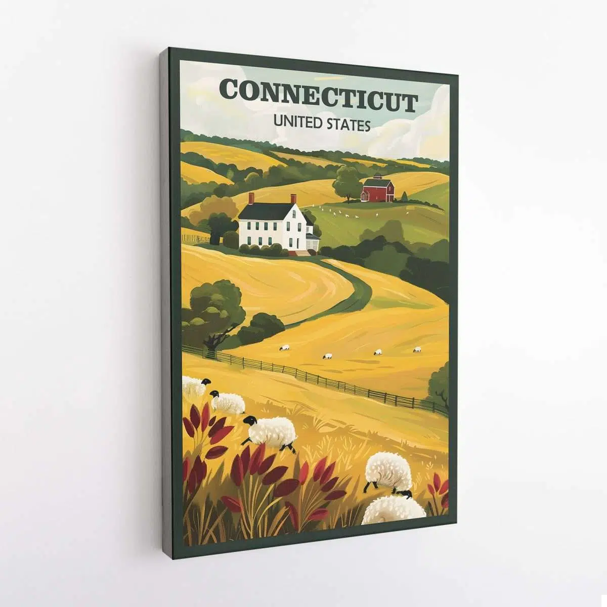 Connecticut Farmhouse Serenity Canvas UnitedWorldMemories