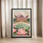 Delhi Lotus Temple Serenity Framed Poster UnitedWorldMemories